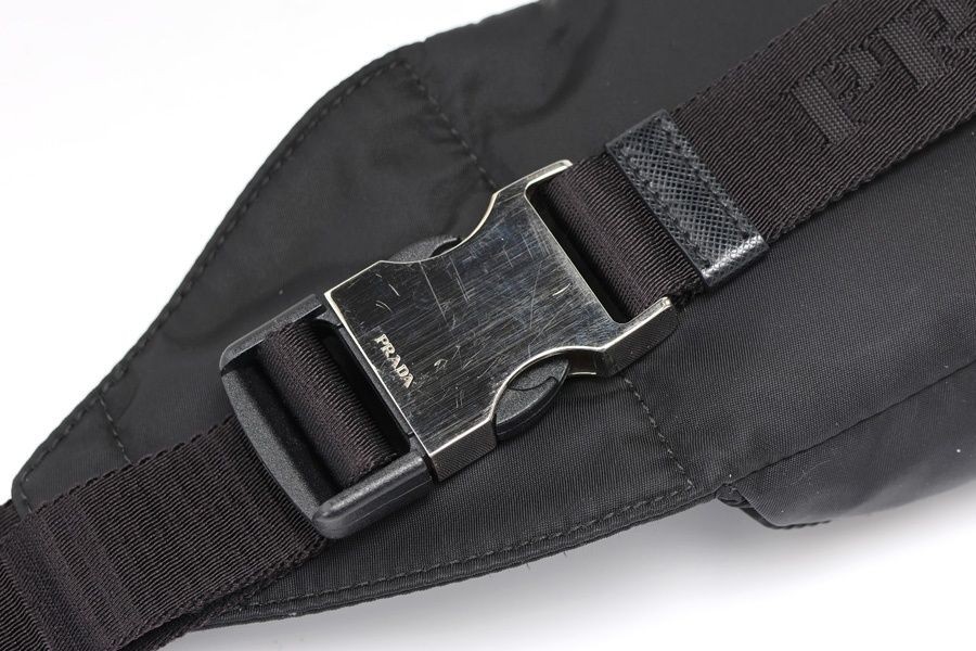 Prada Re-Nylon Belt Bag Black Nylon Used 26x12cm From Japan thumbnail 6
