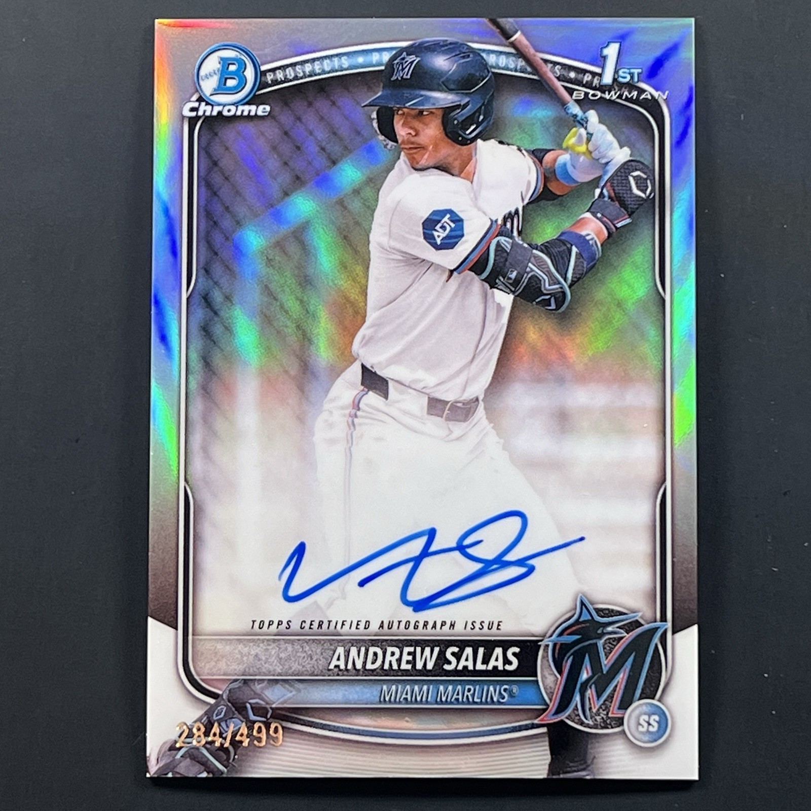 2025 Bowman Chrome Andrew Salas Auto Refractor 1st /499 Marlins
