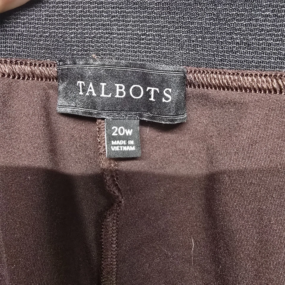 Pantalones Talbots Mujer Talla 20W Marrón Elástico Wasit Pull On Corto Cremallera Pierna Informal Foto 3 de 4