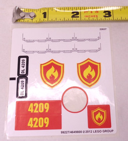 LEGO City Fire Plane 4209 Original Sticker Label Sheet - Incomplete