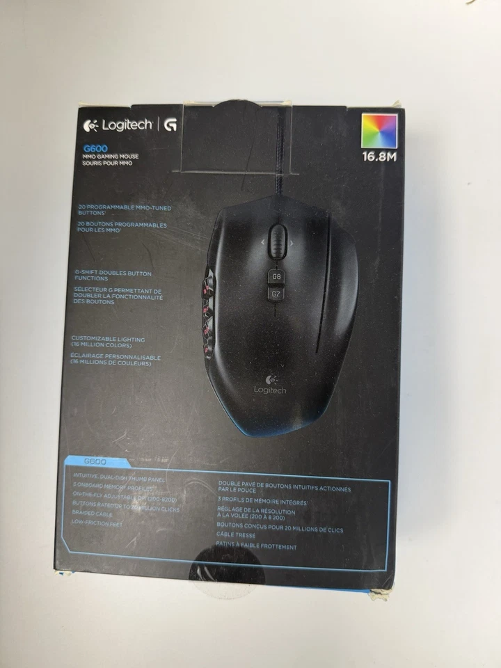 Logicool G600 MMO Gaming Mouse RGB Backlit 20 Programmable Buttons Windows 7 8 - Image 2 of 3