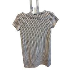Loft Dark Gray White Casual Dress Sz Small Classic Everyday Short Sleeve