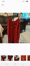 Disney Red Minnie Mouse Print Lace Up Midi Slip Dress Spaghetti Strap Size 2XL