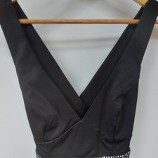 Lipsy black party occasion prom dress size 10 v neck Bow diamonte