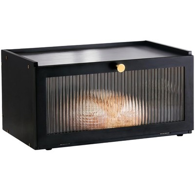 Black Bread for Kitchen Countertop - Modern Bread with Window Bread Storage C...