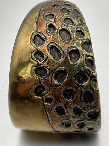 VTG Cuff Bracelet Brass Chunky Heavy Boho Ethnic Not Adjustable Oval