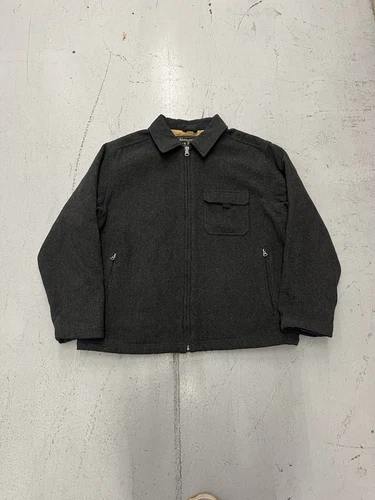 Giacca di lana vintage Abercrombie e Fitch XL anni 90 Y2K cappotto grigio Chore Coach