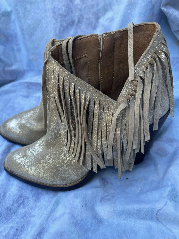 Jessica Simpson женщин новый шампанского бахрома Western ботинки, 7 М - Изображение 2 из 4