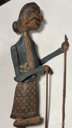 Antigua marioneta de madera pintada tallada Wayang Golek arte popular javanés indonesio - Imagen 6 de 16