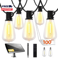 100FT Solar String Lights Outdoor Waterproof Solar Patio Lights with Remote Cont