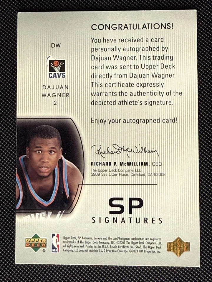2002-03 SP Authentic #DW Dajuan Wagner SP Signatures - Image 2 of 2