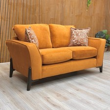 ‘Collins’ 2 Seater Sofa Almond Orange Towel Velvet Plush Compact Sloped Arm NEW