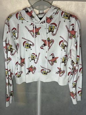 Nickelodeon Spongebob Christmas Women s Size Medium Cropped Hoodie Sweetheart
