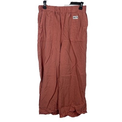Thread & Supply Wide Leg Crop Pants Womens M Brick Dust Lyocell Boho Beach Pool