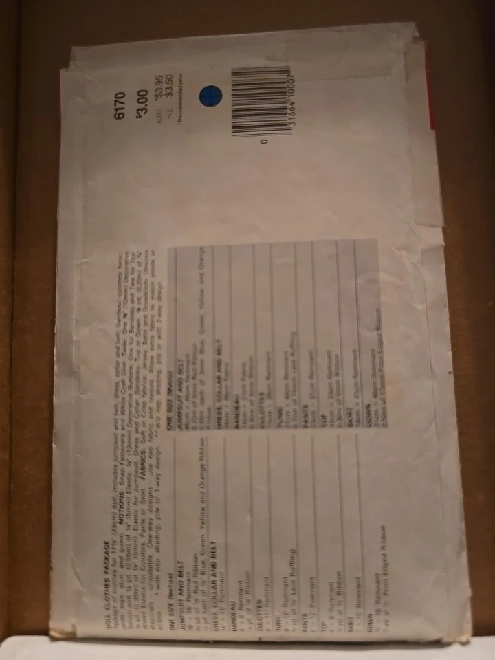 Butterick Sewing Pattern 6170, Barbie 11.5" doll - Vintage Fashions - Part Cut - Image 2 of 2