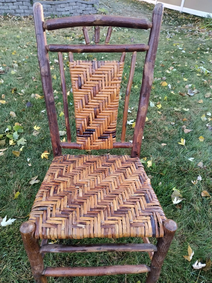 Antiga assinada Old Hickory vagão roda jantar Adirondack cabine acampamento cadeira - Imagem 2 de 4