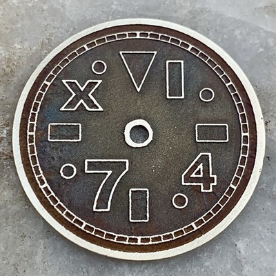 California - Ø 28,5 mm watch dial, deeply engraved, silver brass oxidized