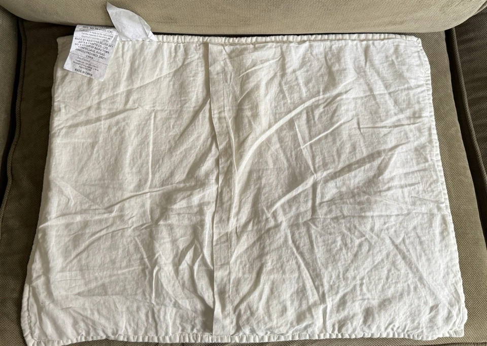 Pottery Barn Belgian Flax Linen Floral Stitch Quilt Sham Ivory, Standard Classic - Image 2 of 4