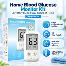 Blood Glucose Monitor Kit 50 Test Strips Diabetes Glucose Meter Home Testing