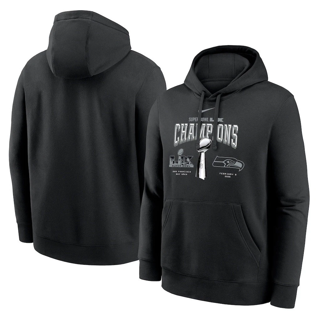Nike Seattle Seahawks Super Bowl LX Champions Hoodie Black Mens XXL NFL Official