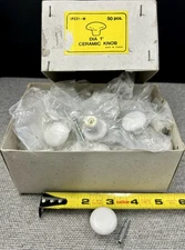 Vintage White Ceramic Porcelain Cabinet Drawer Knob Pull and Screws 1" Lot of 50