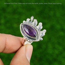 Halloween Sale African Amethyst Gemstone 925 Silver Engagement New Ring Jewelry