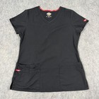 Dickies Short Sleeve Medical Workwear Pockets Scrub Top Fit Women's Medium Black