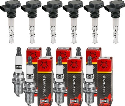 6x MAXGEAR Zündspule + CHAMPION Zündkerze für Citroën C5 I DC_ 3.0 V6 Peugeot
