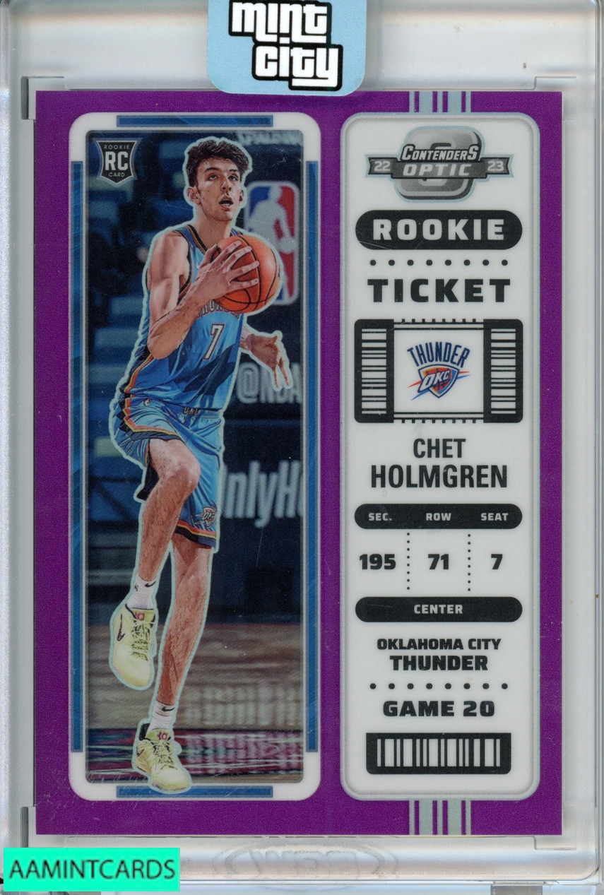 2022 PANINI CONTENDERS OPTIC CHET HOLMGREN #4 RC ROOKIE TICKET PURPLE 1 OF 15