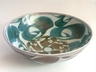 CLASSIC 1960'S ALDERMASTON EARTHENWARE POTTERY BOWL BY GEOFFREY EASTOP 8 1/4"