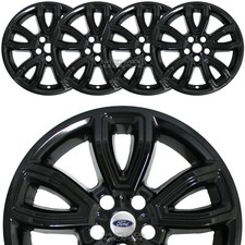 4 Fits Ford Explorer Base 2020-2022 Black 18 Wheel Skins Rim Covers Hub Caps