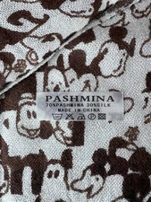 Beautiful PASHMINA Silk Blend Mickey Mouse  - Fringe Ends 62” Long