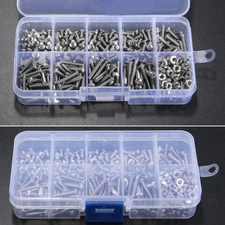 340pcs M3 A2 Stainles Steel Hex Screw Nuts Bolt Cap Socket Assortment Set Box