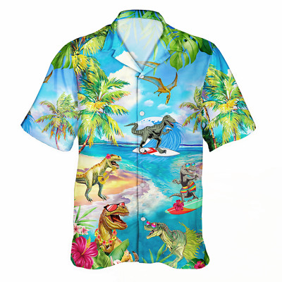 Funny Cowboy Hawaiian Shirt Tropical Short Sleeve Summer Beach Button Down
