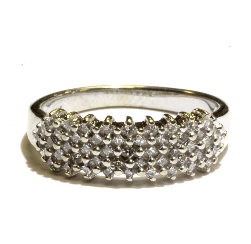 14k white gold .98ct VS1 H princess diamond anniversary cluster ring 3.7g size 7