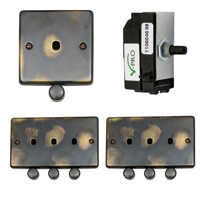 G&H Contour poliertes gealtertes Messing Dimmerplatten & Module LED Halogen Vpro Vcom