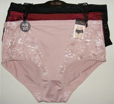 3 Pack Panties Briefs Plus Size 2X Full Coverage Lace Detail Prima Valentina