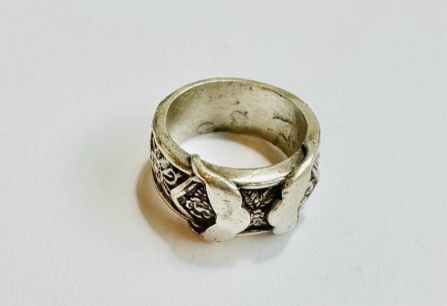 Mens Chunky Large Solid Silver Ring 925 Biker Hea… - image 2