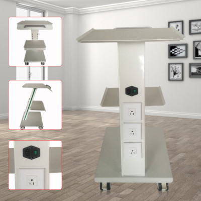 Mobile Dental Trolley Cart Built-in Socket Medical Trolley Equipment Three Layer
