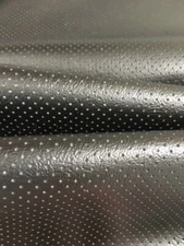 PERFORATED Black faux leather vinyl commercial upholstery fabric 55" wide ROLLED