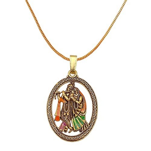 Indian Traditional Lord Radha Krishna Pendant For Unisex - Picture 3 of 4