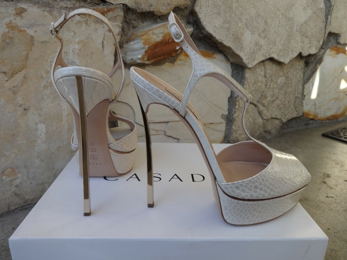 【関税込み】CASADEI Sandals Casadei Skyhigh Blade Cage Strappy Platform Sandals Beige