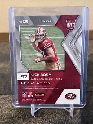 2019 Panini Spectra Neon Blue Prizm /25 Nick Bosa #218 RPA Rookie