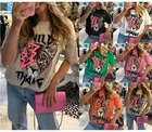 Womens T Shirt Ladies Oversized Baggy Fit Short Sleeve Slogan T-shirt Tee Tops