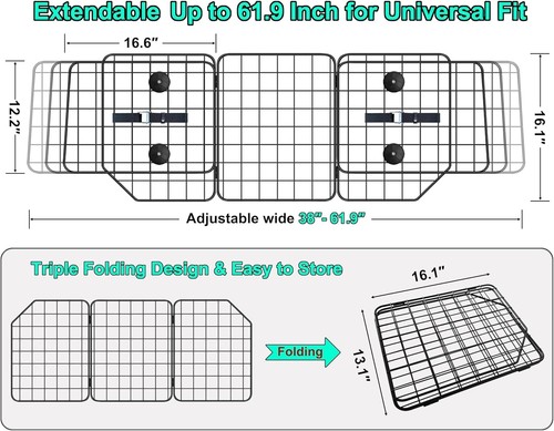 Dog Car Barrier for SUVs Vehicles Trucks Cars Adjustable Pet Divider Cargo - Picture 2 of 7