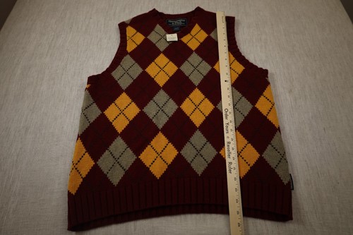 Abercrombie & Fitch Argyle Sweater Vest Mens Large Multi Diamond Plaid Pullover - Picture 6 of 11