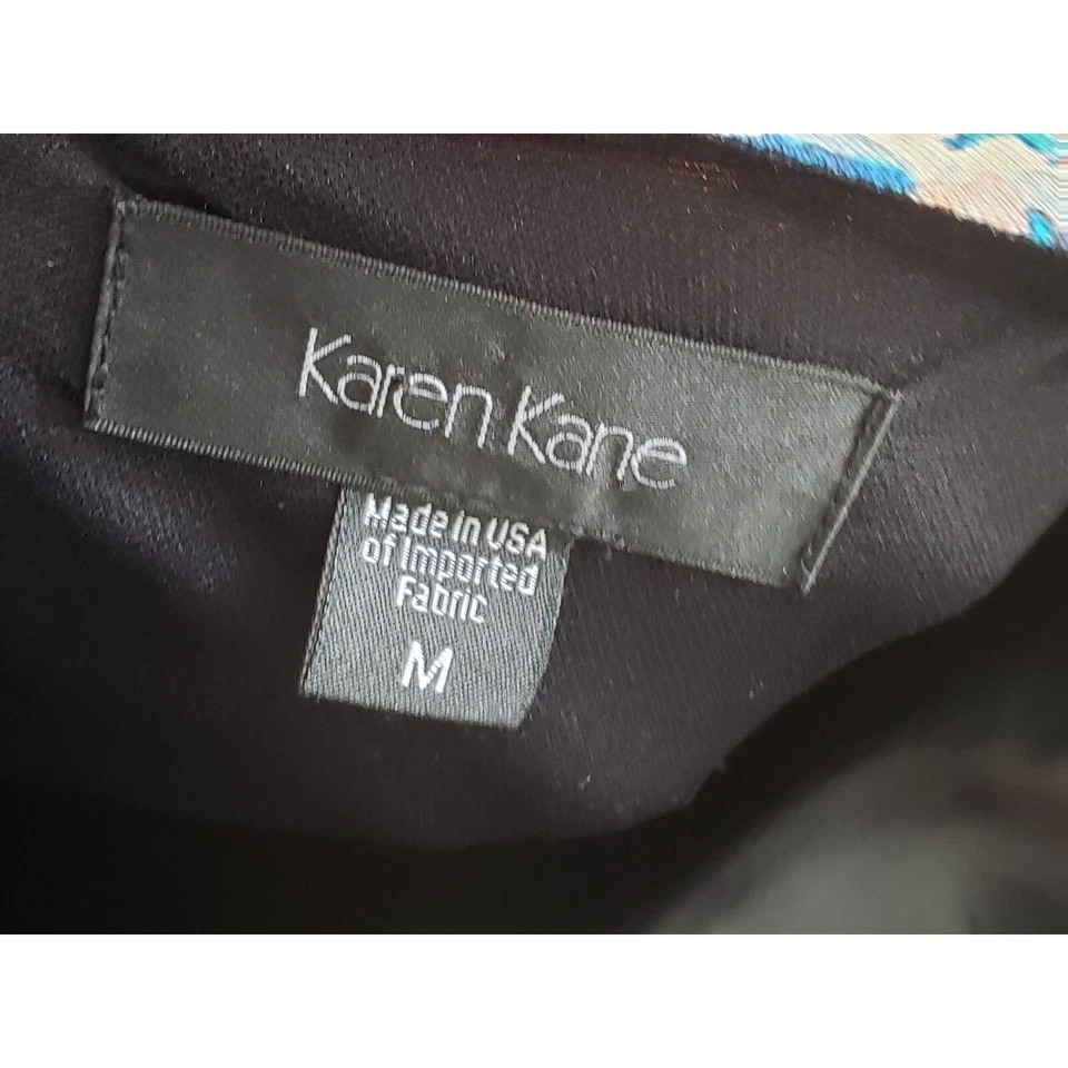 Karen Kane Knee Length Dress Womens Medium Multi Viscose Casual V Neck Back Zip - Image 4 of 4