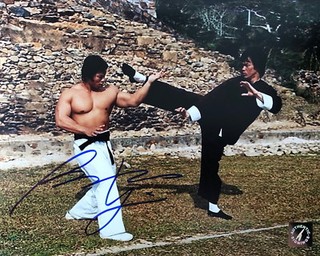 Bolo Yeung Autographed Enter The Dragon Kick w/ Bruce Lee 8x10 Photo ASI Proof