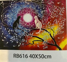 DIY Diamond Painting, Paint by numbers kit, adults/ kids on canvas cats in tree