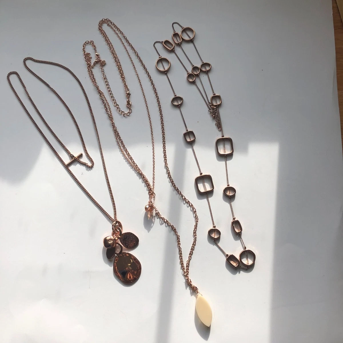 Premier Design Rose Gold Tone Necklaces Modern Lux Double Strand Lot of 3